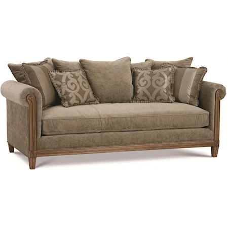 Casual Queen Sleeper Sofa with Decorative Wood Trim